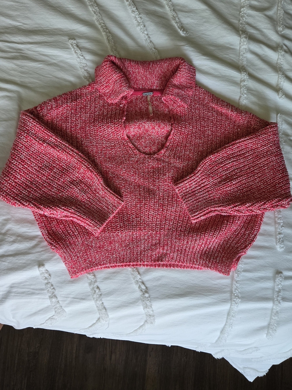 Free People Pink Marled Cropped Sweater